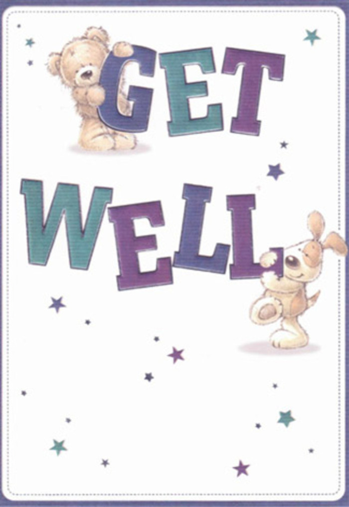 This get well card, lovingly illustrated, feels like a gentle embrace extended from the heart of Greenwich to anyone in need of a lift. Central are two delightful companions: a soft, huggable bear and an exuberant floppy-eared puppy, their friendship palpable as they balance and cradle the large, vibrant letters spelling out 'Get Well.' The text, awash in soothing jewel tones of deep purples and aquas, conveys both cheer and reassurance, reminiscent of the lively colours found at local Greenwich flower stalls. Sprinkled stars add a touch of whimsy and hope, their presence wrapping the scene in a magical glow that evokes both the calm of the Thames and the brightness of community spirit. The expertly textured illustration-conveying the bear's fluffy coat and the puppy's downy ears-adds a sense of tactile comfort, echoing the craftsmanship found in each arrangement prepared by the area's talented florists. This card radiates positivity, blending innocence and heartfelt care, and would make a meaningful addition to a thoughtfully chosen bouquet. It's the kind of gesture that speaks to the enduring, supportive spirit found in Greenwich, bringing light and encouragement to anyone navigating a difficult time.